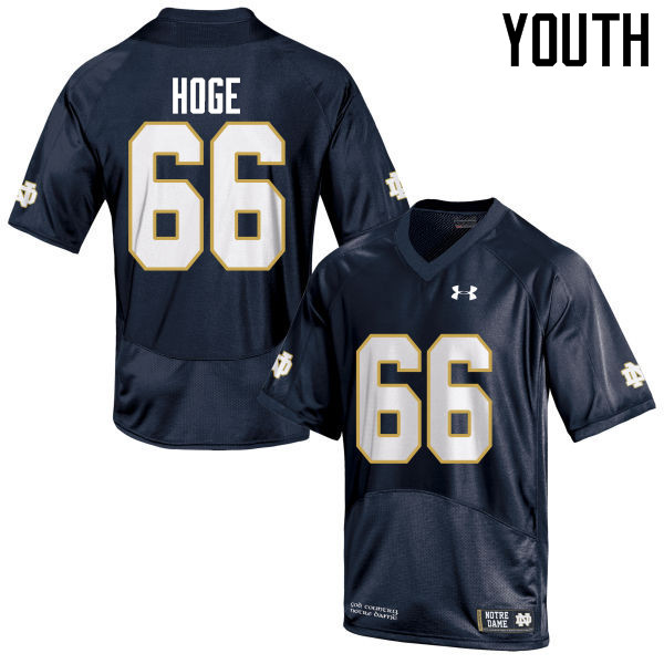 Youth NCAA Notre Dame Fighting Irish #66 Tristen Hoge Stitched College Under Armour Authentic Navy Blue Football Jersey TT10U50SI